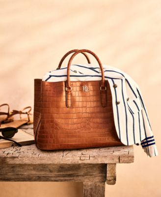 Lauren Ralph Lauren Embossed Leather Large Marcy Satchel 