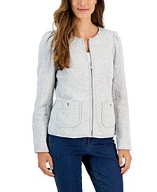 Women's Quilted Zip-Front Knit Jacket, Created for Macy's