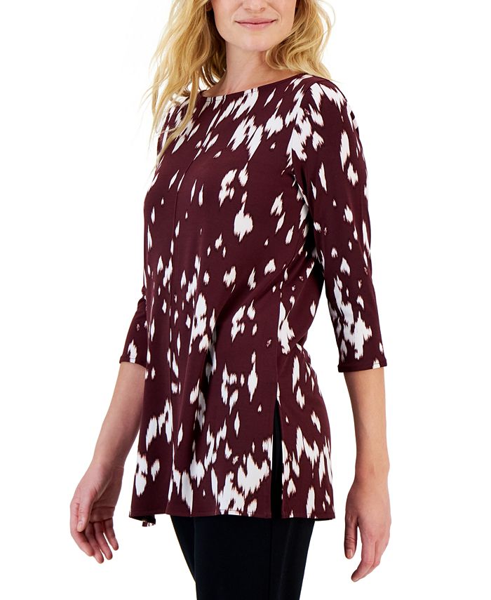 Boat neck 3/4 sleeve double layer tunic main image 0