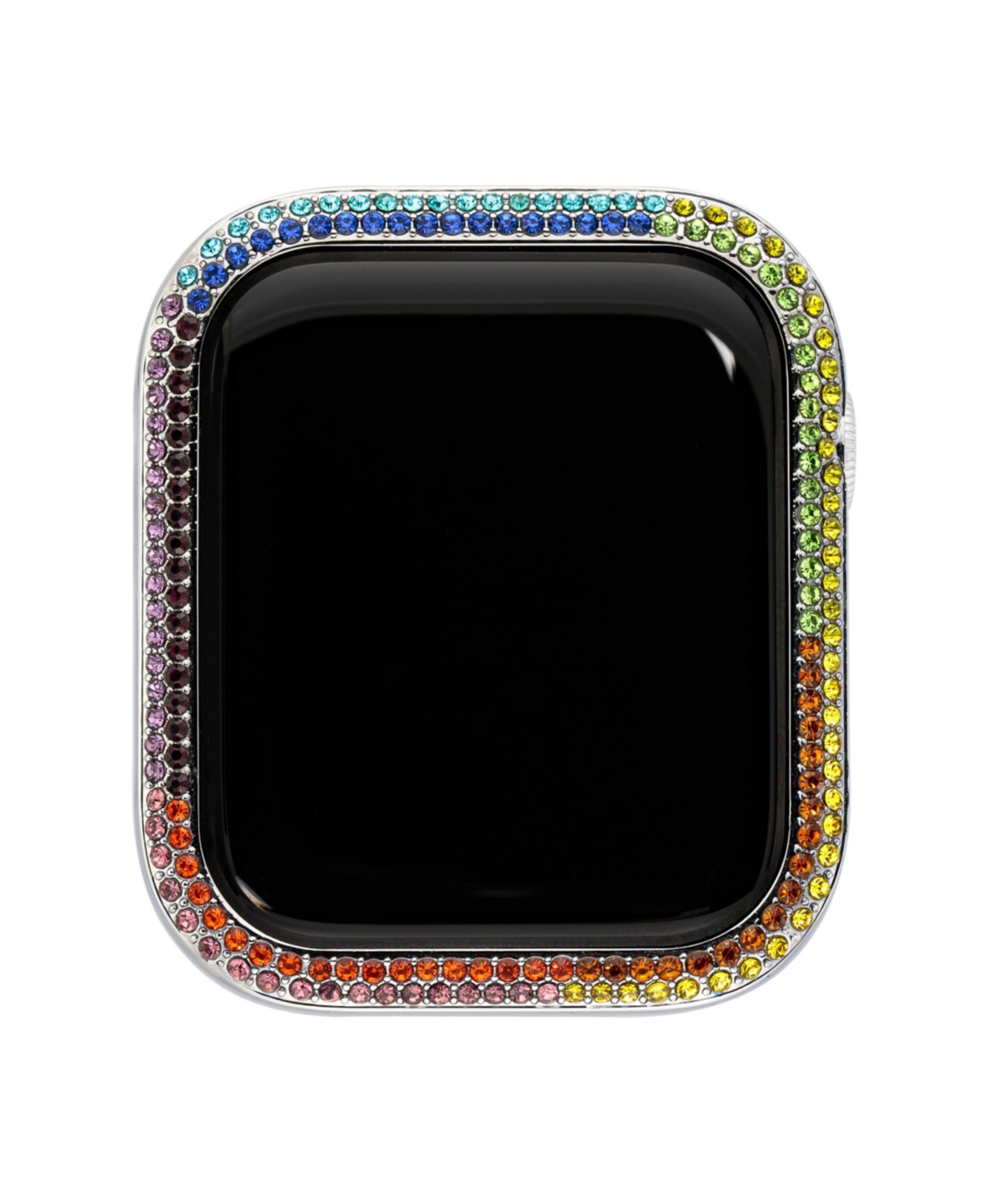 Steve Madden Womens Rainbow Crystal Apple Watch Bumper In Black