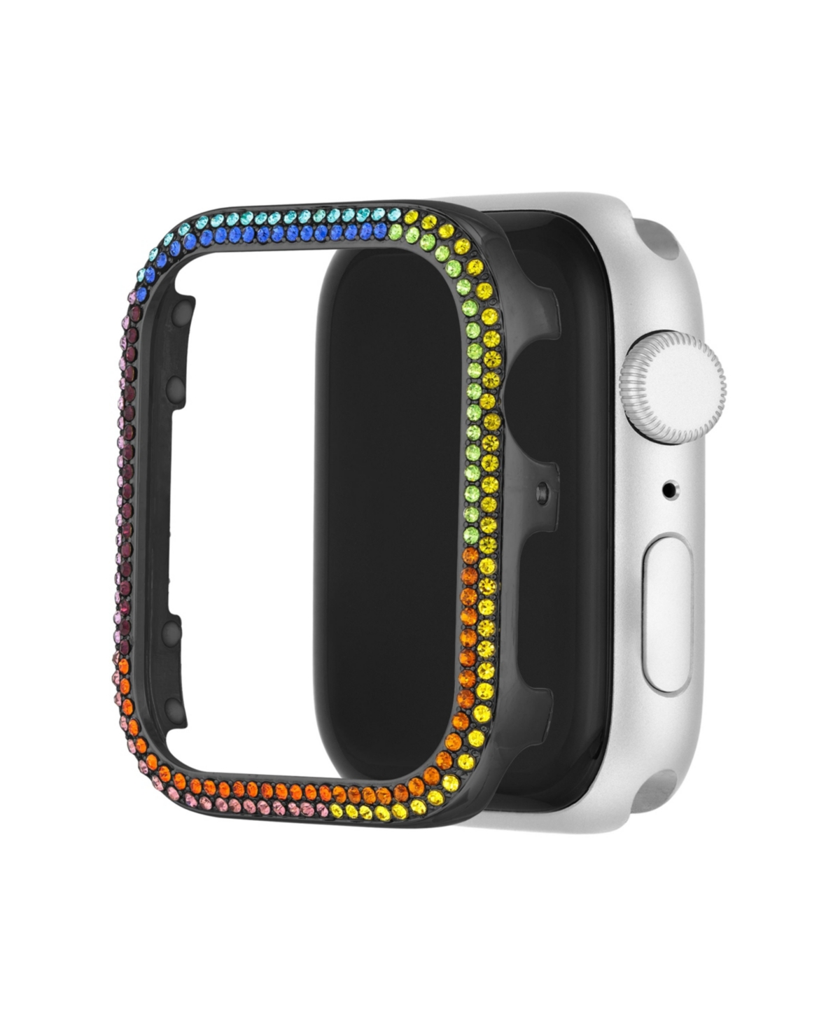 Women's Mixed Metal Apple Watch Bumper Accented with Rainbow Crystals, 44mm - Black