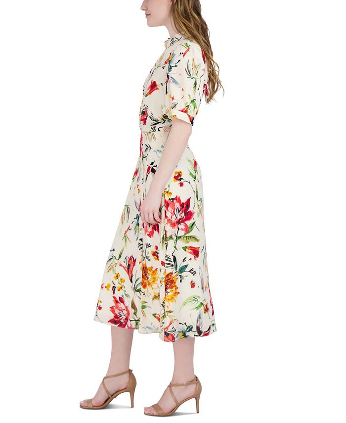 julia jordan Women's Floral-Print Mock Neck Midi Dress - Macy's
