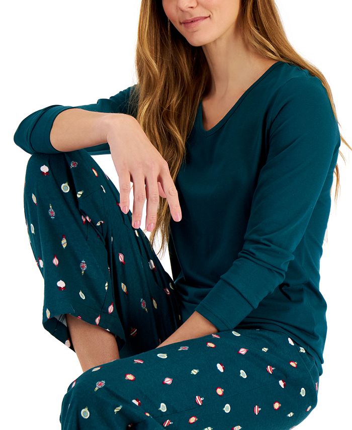 Charter Club Women's Flannel Long Sleeve Mix It Pajama Set, Created for