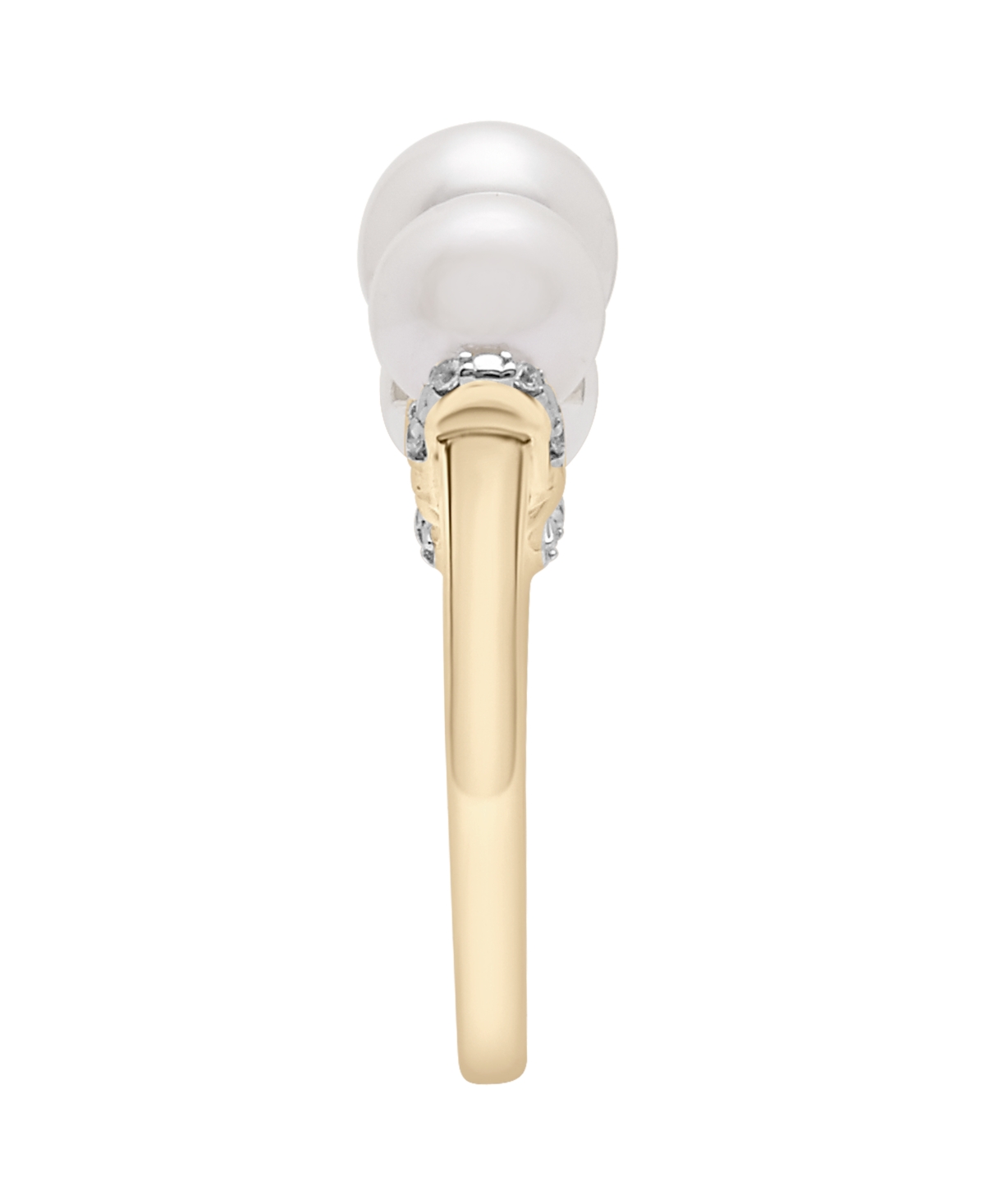 Cultured Freshwater Pearl (6mm, 7mm) & Diamond (1/10 ct. tw.) Graduated Ring in 14K Yellow- Gold