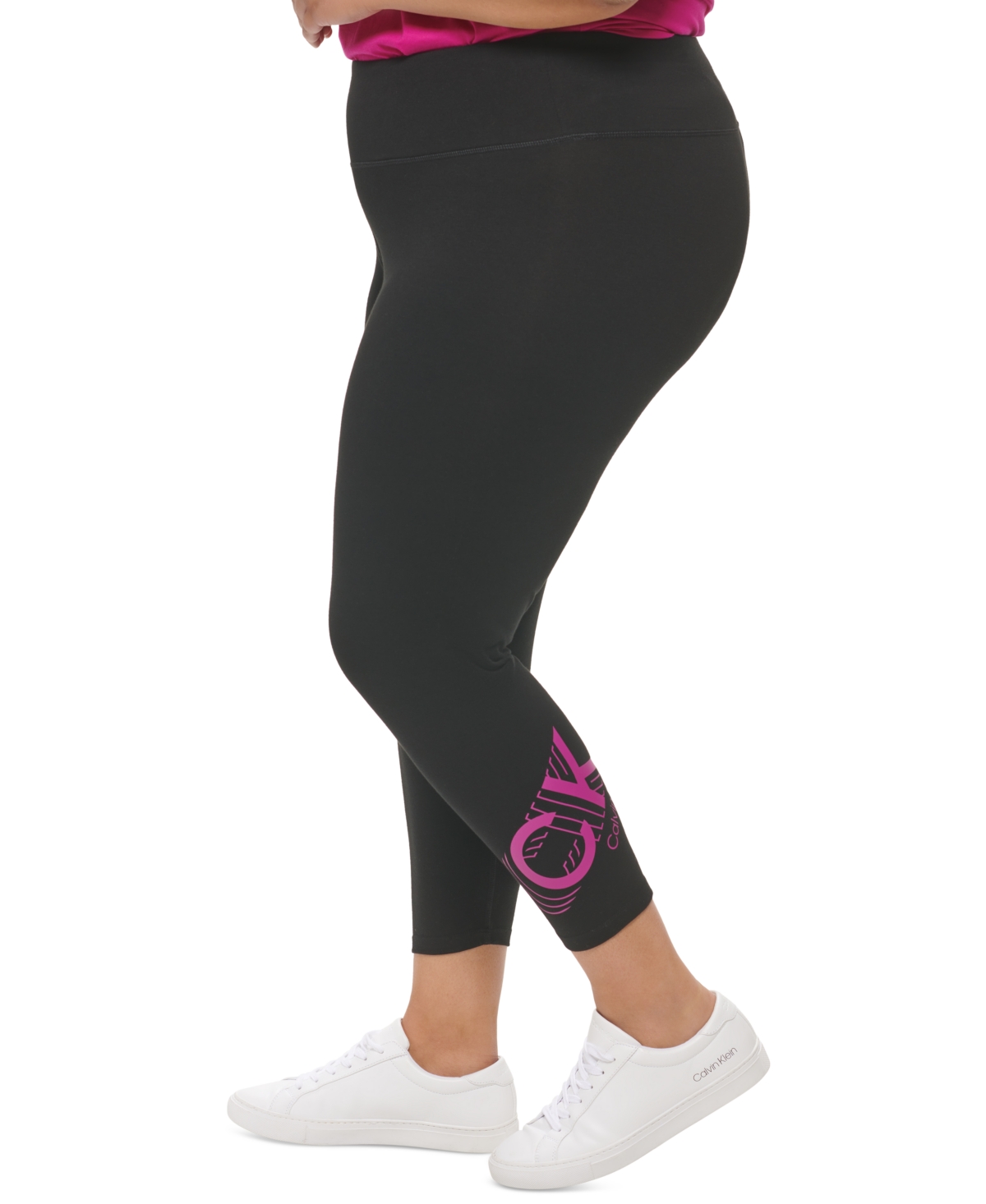 Calvin Klein Performance Plus Size Logo 7/8 Leggings In Melrose