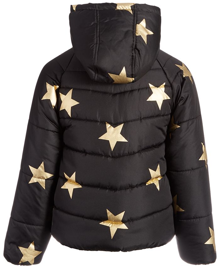 S Rothschild & CO Big Girls Gold Star Foil-Print Hooded Puffer Coat ...