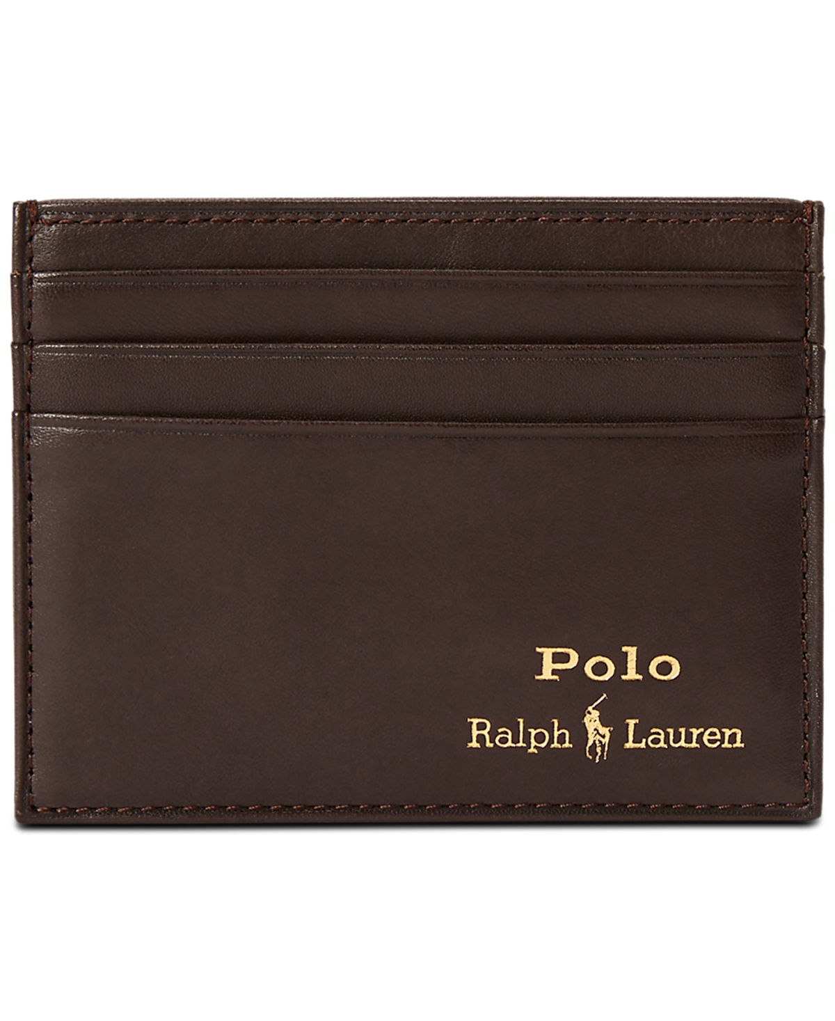 Shop Polo Ralph Lauren Men's Suffolk Slim Leather Card Case In Brown