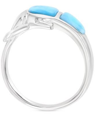 Larimar & Lab-Grown White Sapphire (1/20 ct. t.w.) Ring in Sterling Silver
