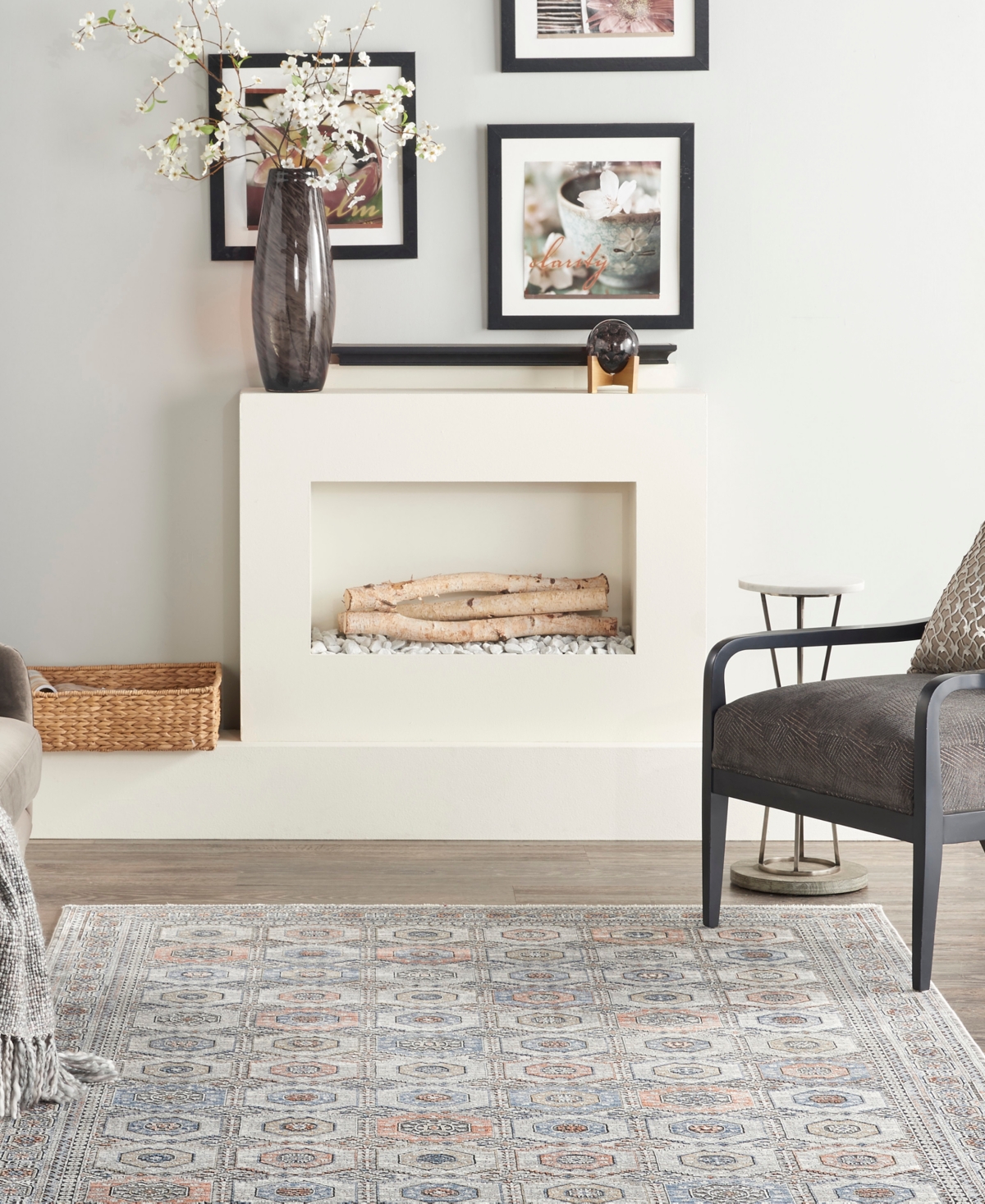 Nourison Home Starry Nights Stn09 5'3" X 7'3" Area Rug In Gray,navy