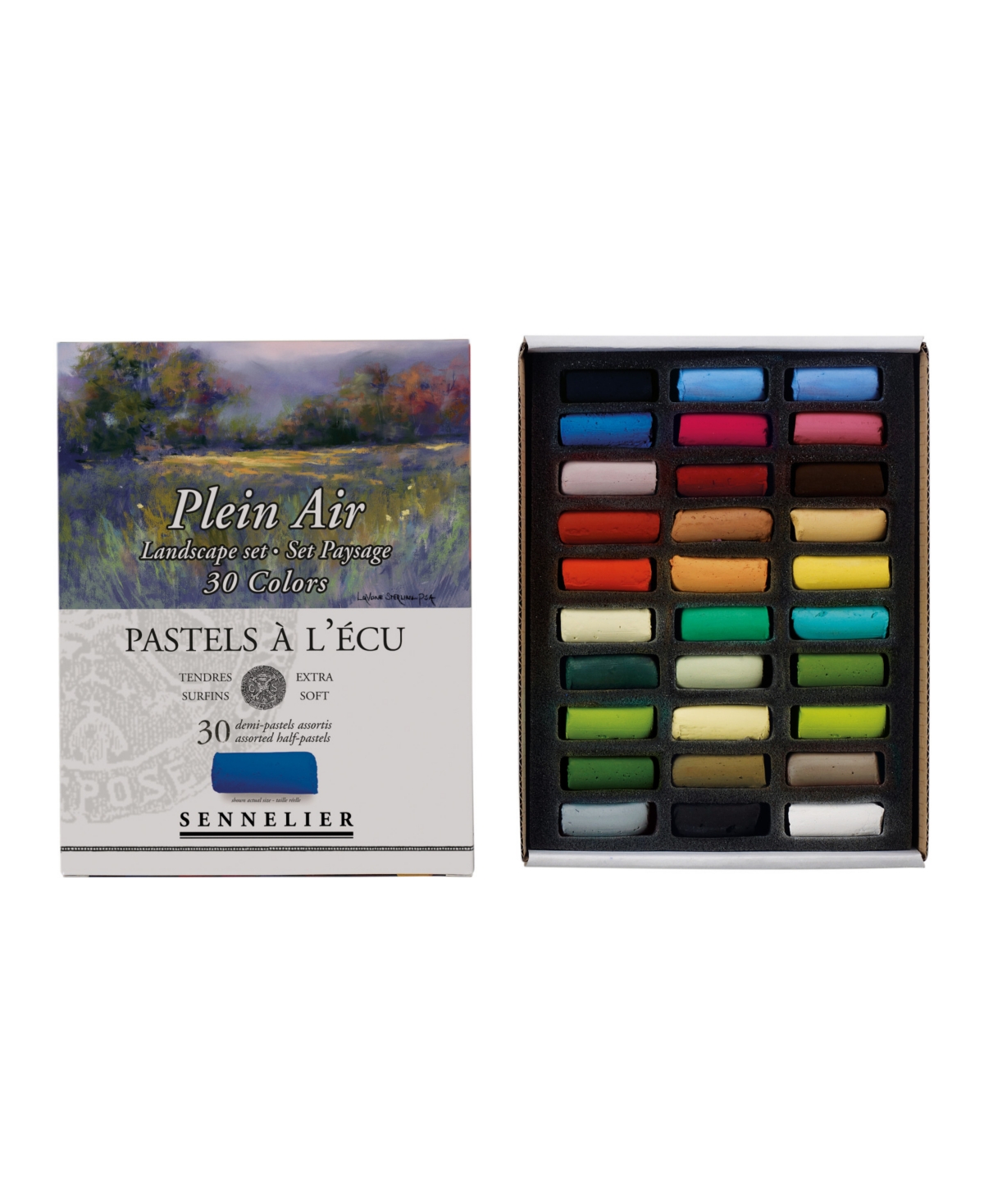 Extra-soft Pastel Half Stick Plain Air Landscape Colors Set, 30 Piece - Plain Air Landscape