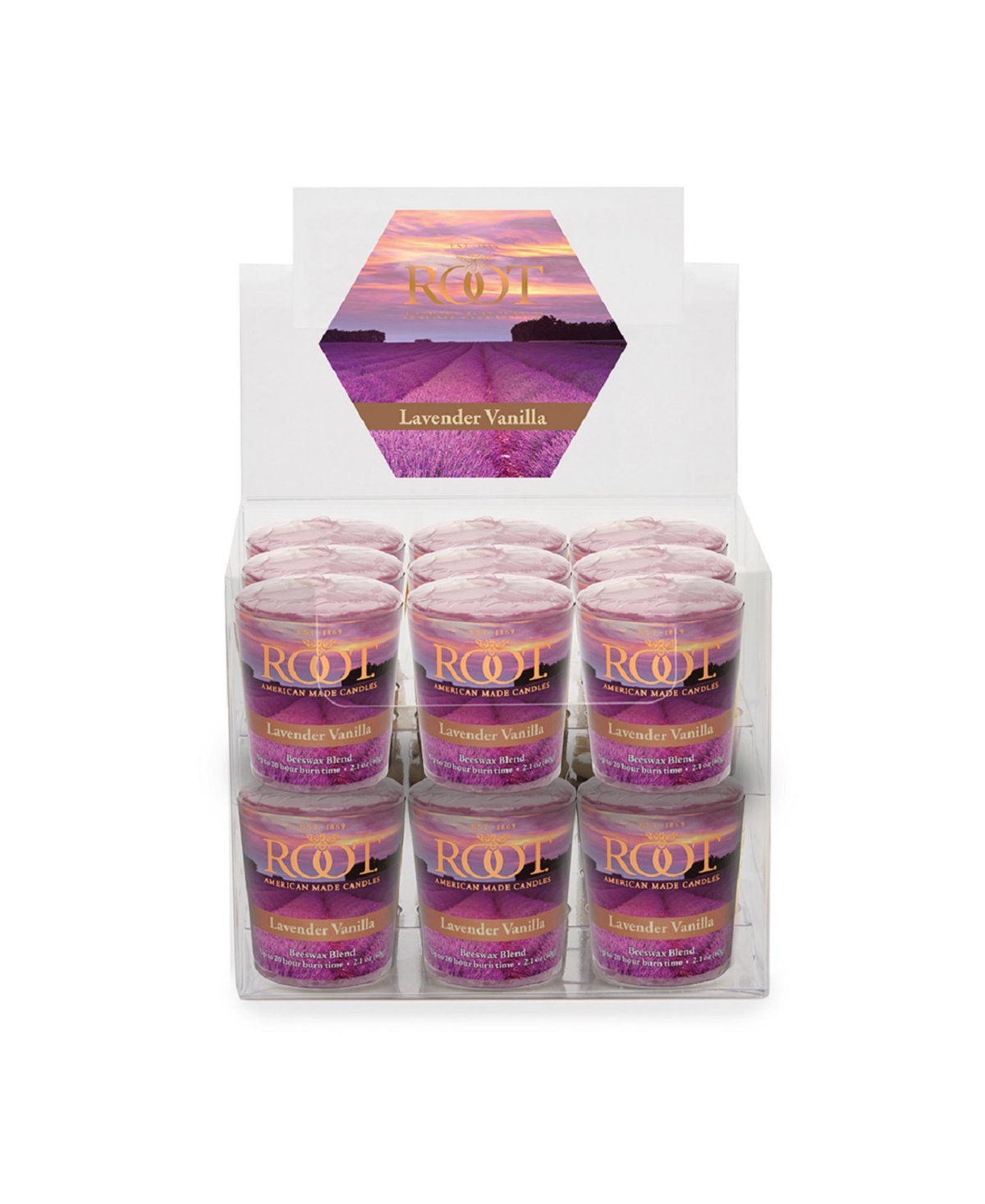 Votive Lavender Vanilla 20 Hour Candles Set, 18 Piece - Pink