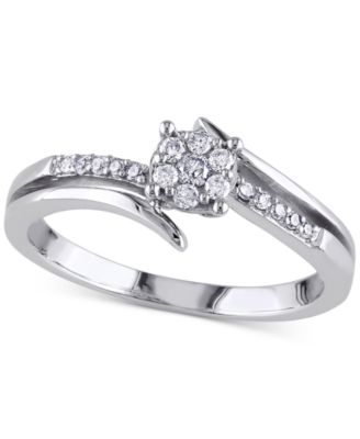 Macy's - Diamond Cluster Swirl Engagement Ring (1/5 ct. t.w.) in 14k White Gold