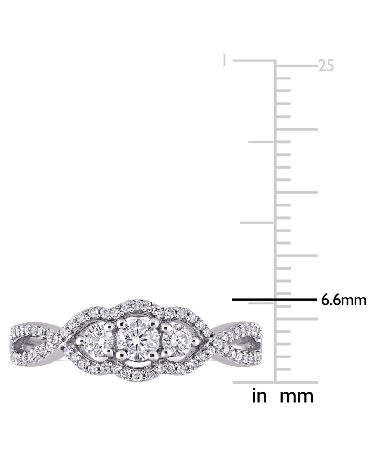 Diamond Three Stone Engagement Ring (1/2 ct. t.w.) in 14k- White Gold