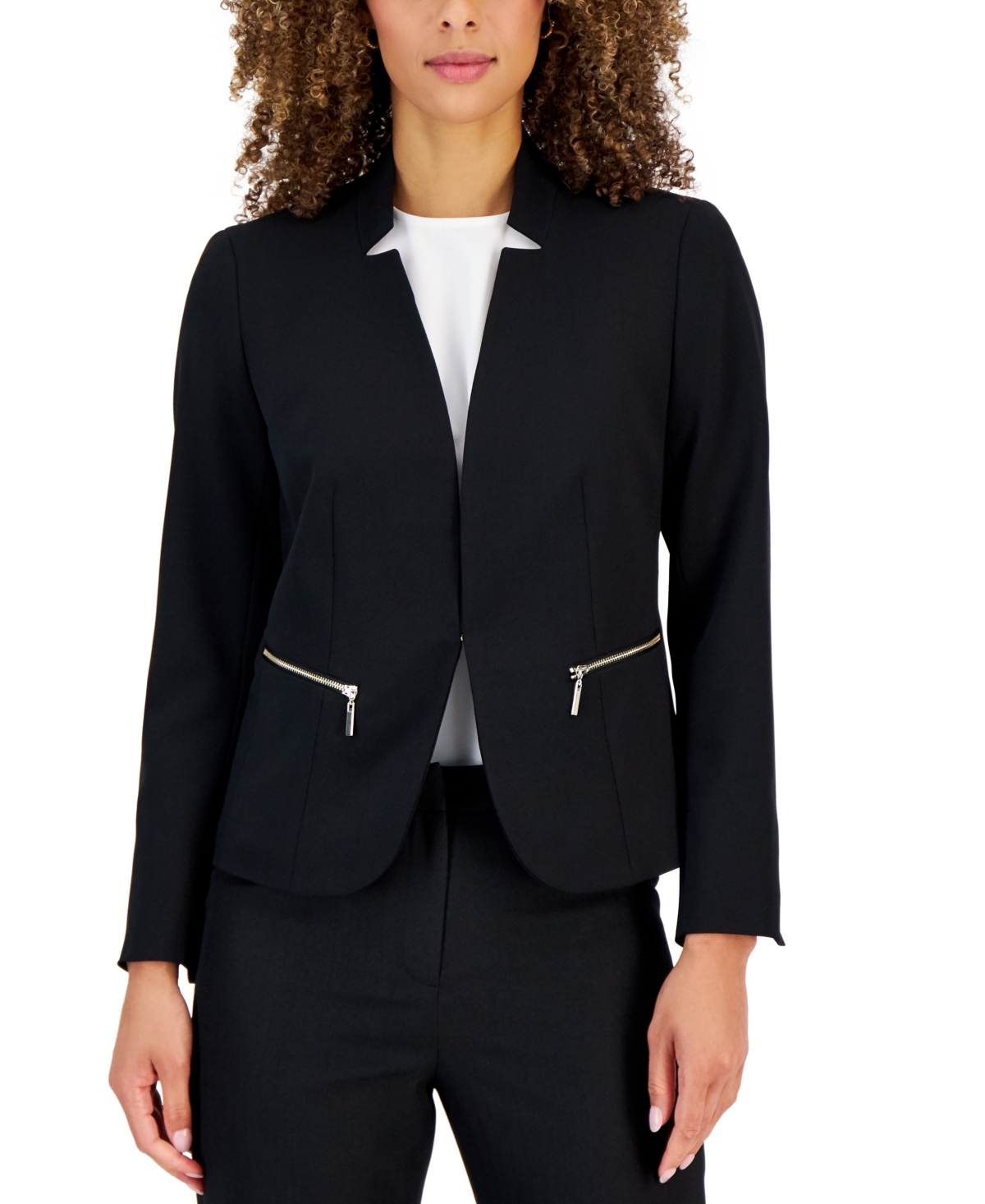 Kasper Women's Size Two Button Jacket, Grey/Black, 12 Petite at