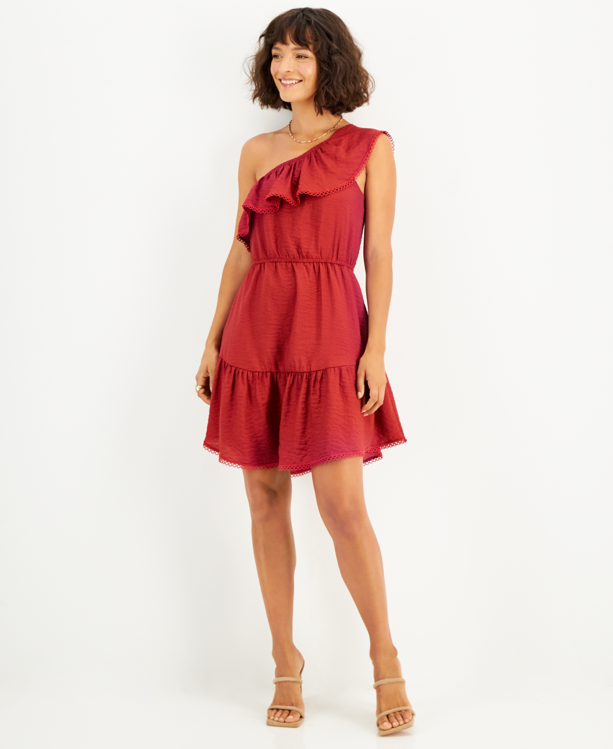 Macy's red off the shoulder dress clearance