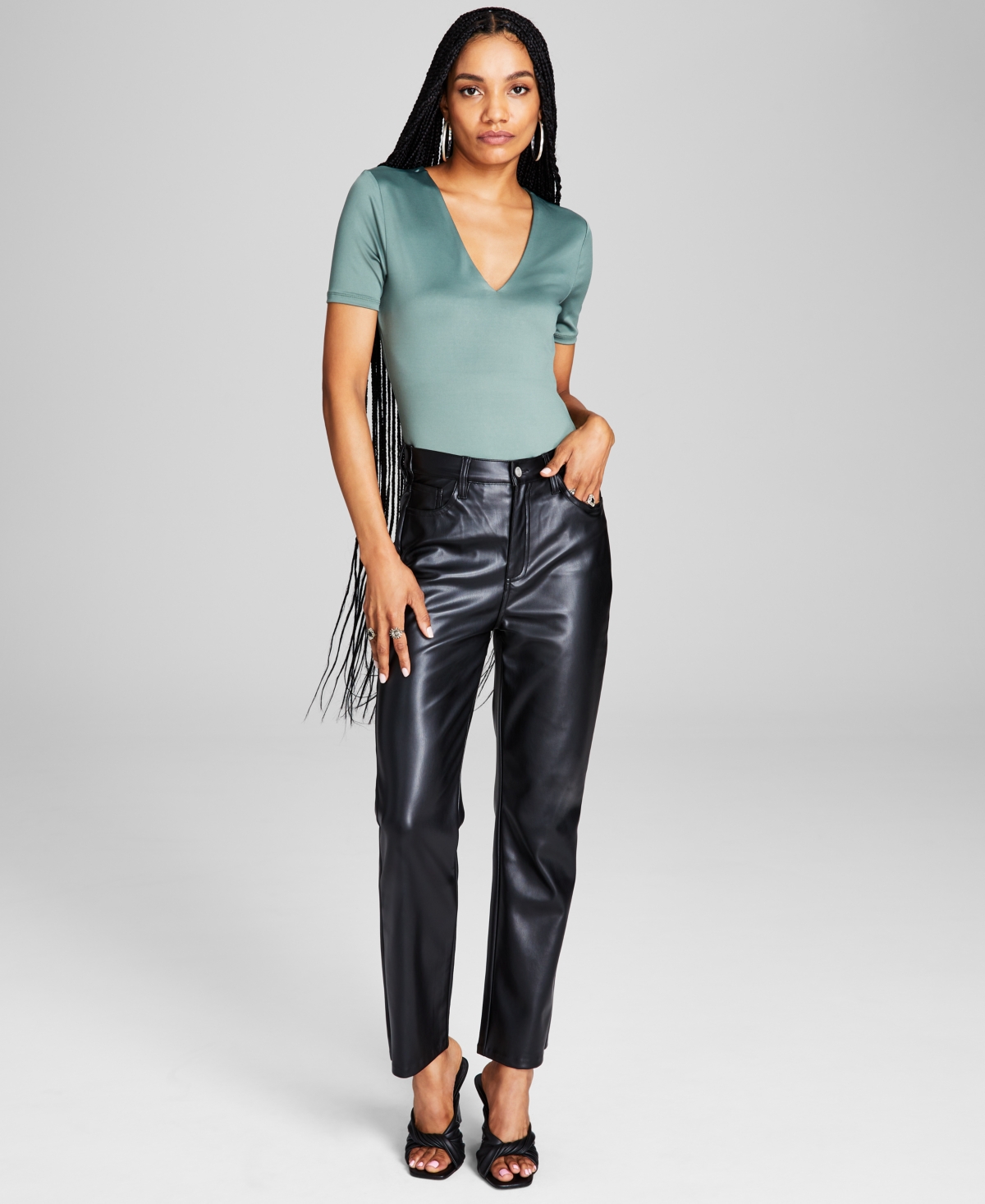  And Now This Women's High-Rise Faux-Leather Straight Pants