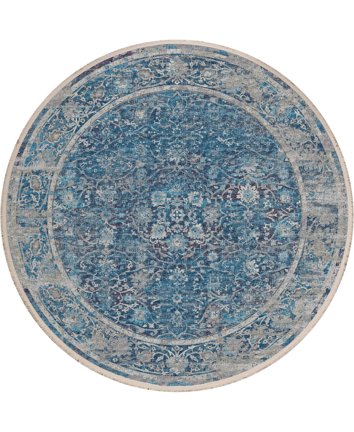 D Style Ionic IOC2 8' x 8' Round Area Rug - Navy