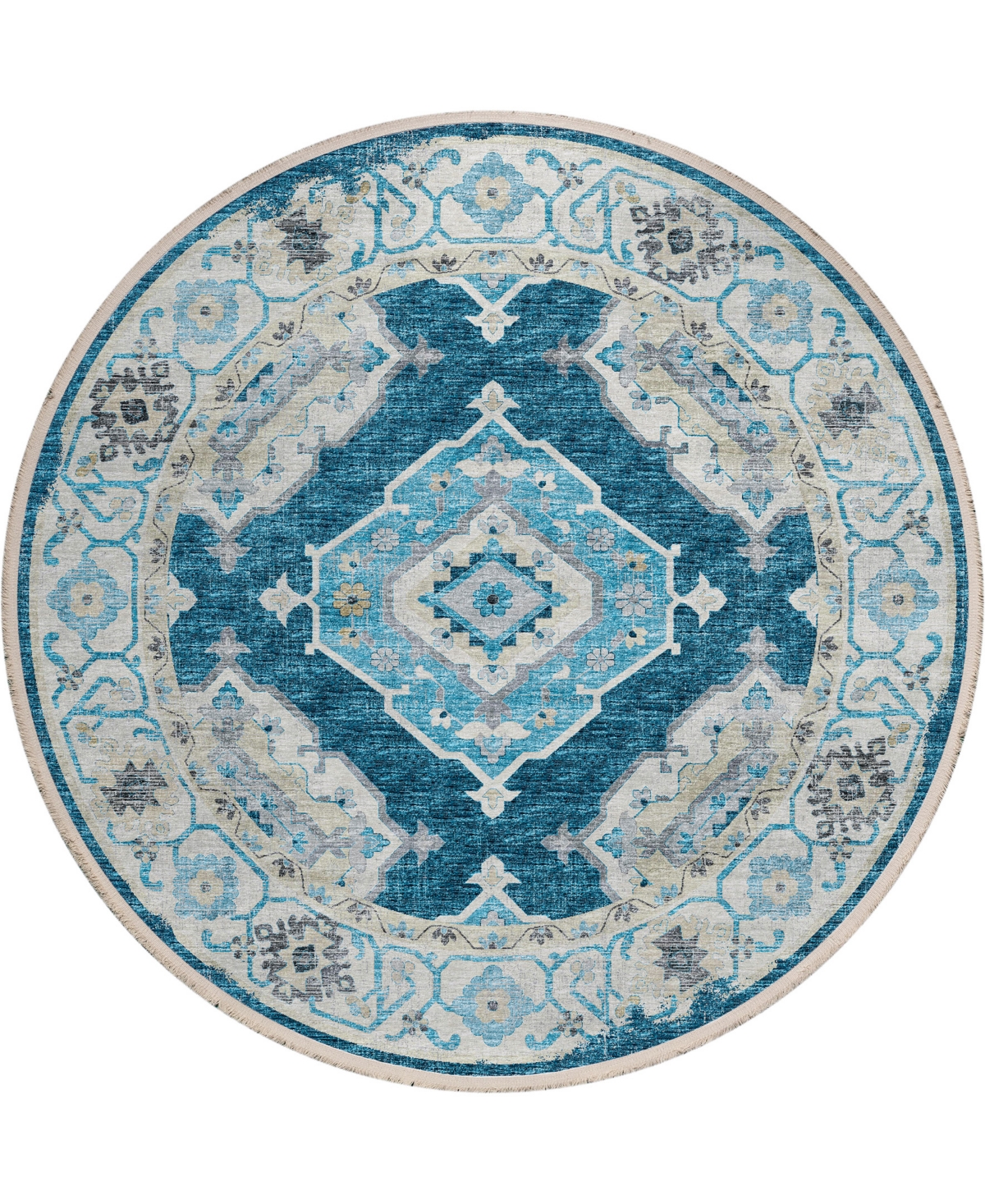 D Style Ionic IOC1 6' x 6' Round Area Rug - Indigo