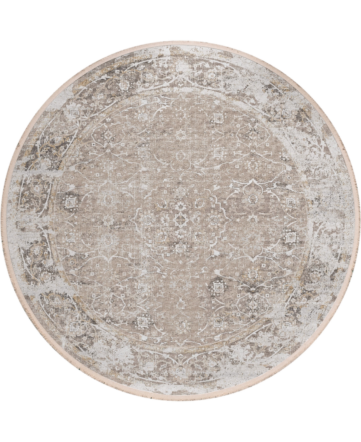 D Style Ionic IOC2 8' x 8' Round Area Rug - Taupe
