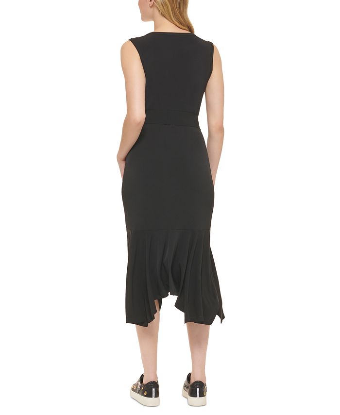 KARL LAGERFELD PARIS Women's Asymmetrical Hem Midi Dress - Macy's