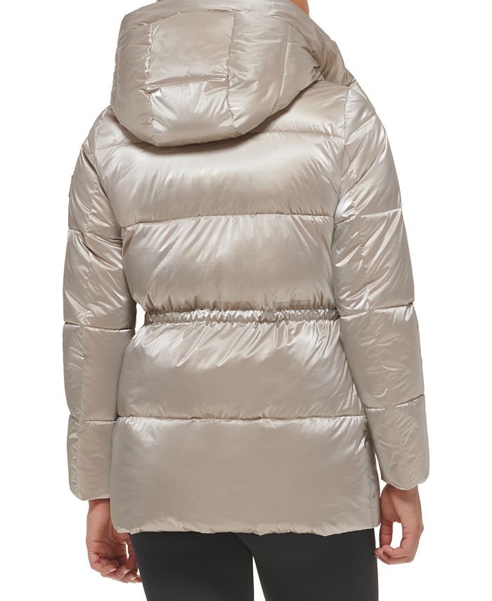 Calvin Klein Women's Shine Hooded Anorak Puffer Coat Macy's