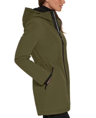 Women's Petite Hooded Faux-Fur-Lined Anorak Raincoat