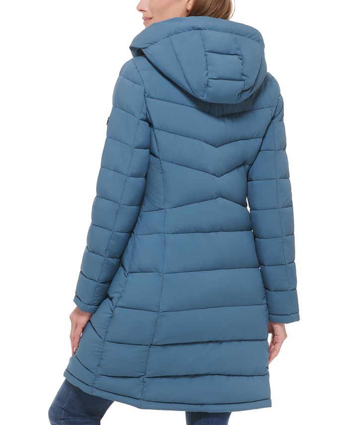 Calvin Klein Women's Hooded Stretch Puffer Coat, Created for Macy's