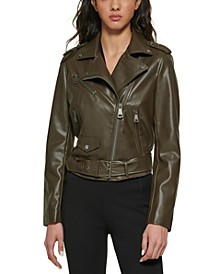 Women's Faux-Leather Moto Jacket