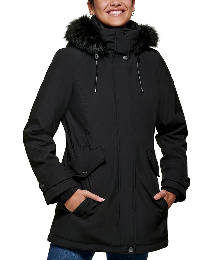 DKNY Women's Faux-Fur-Trim Hooded Water-Resistant Puffer Coat - Macy's