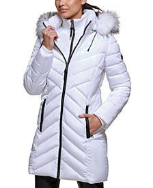 Women's Faux-Fur-Trim Hooded Water-Resistant Puffer Coat