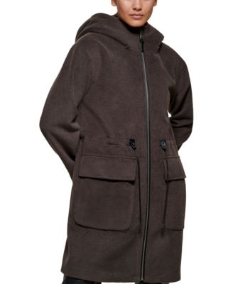 DKNY - Women's Hooded Wool Anorak Coat