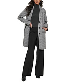 Women's Hound's-tooth Walker Coat, Created for Macy's
