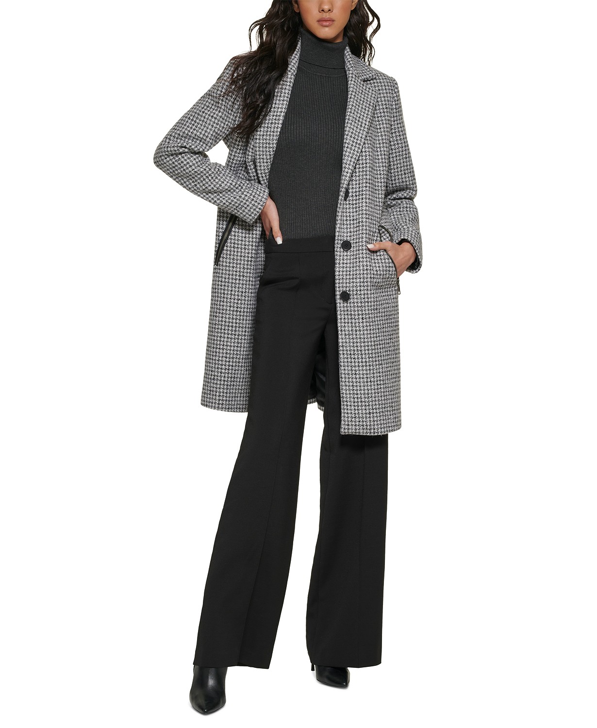 Womens Hounds-tooth Walker Coat, Created for Macys