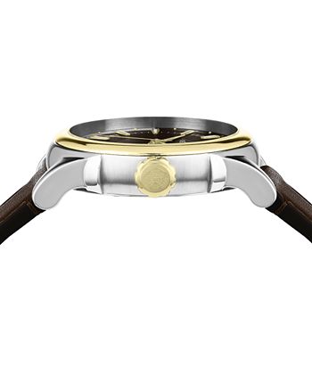 wrist Amazing distillation Versace Men's Swiss GMT Vintage Brown Leather Strap Watch 42mm & Reviews -  Macy's