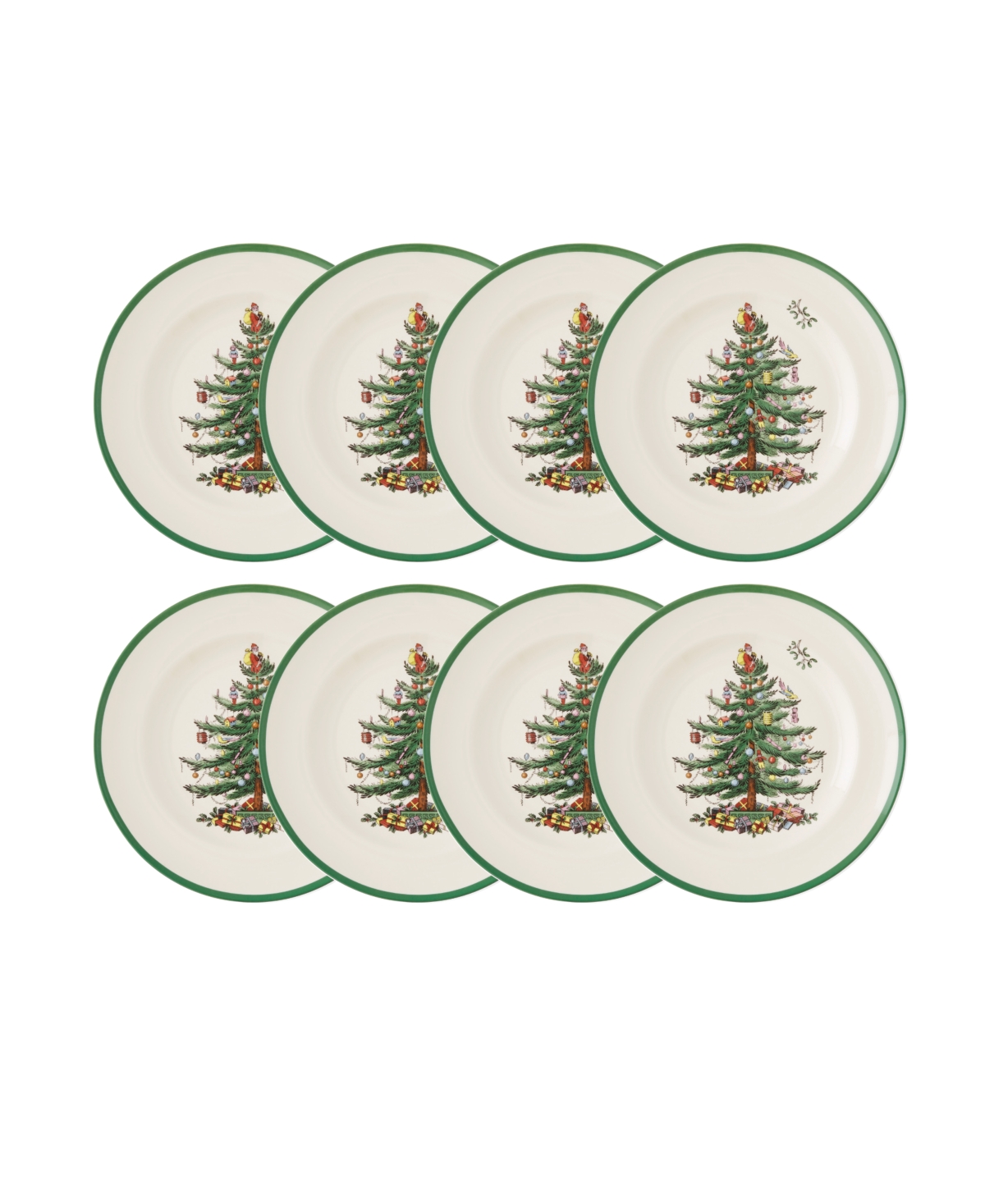 Christmas Tree Dinner Plates, Set of 8 - Green