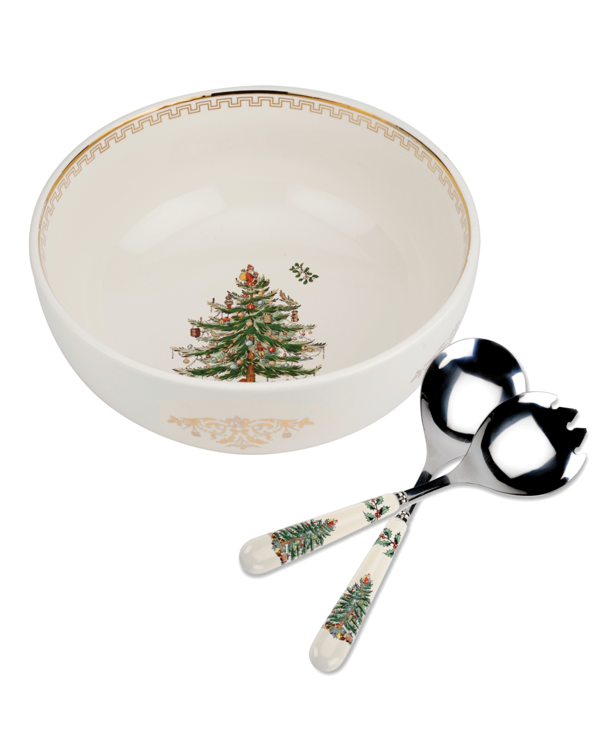 Spode Christmas Tree Salad Serving Set Of 2 In Green