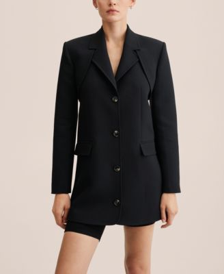 mango pleated blazer dress Mango Pleat Blazer Dress in Black