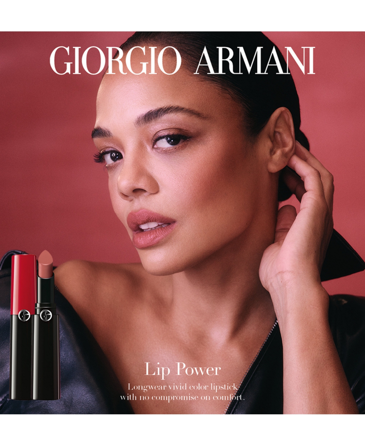 Armani Beauty Lip Power Long-Lasting Satin Lipstick - 104 Selfless (Medium Beige Mauve)