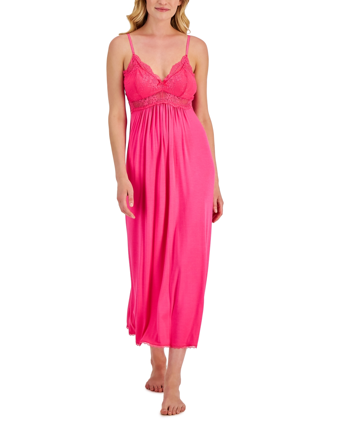 Inc International Concepts Knit Lace Cup Long Nightgown Lingerie