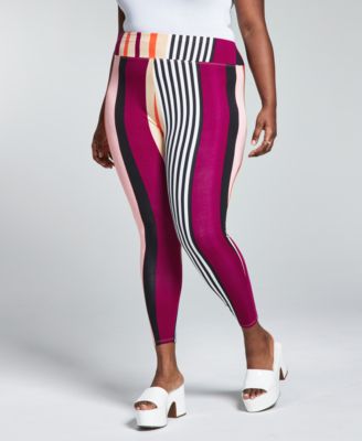 Bar III - Plus Size Striped Leggings