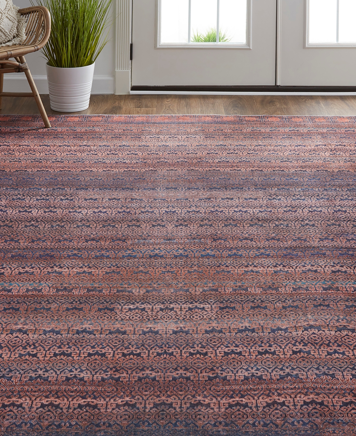 Shop Simply Woven Voss F39h4 7'10" X 9'10" Area Rug In Tan,blue
