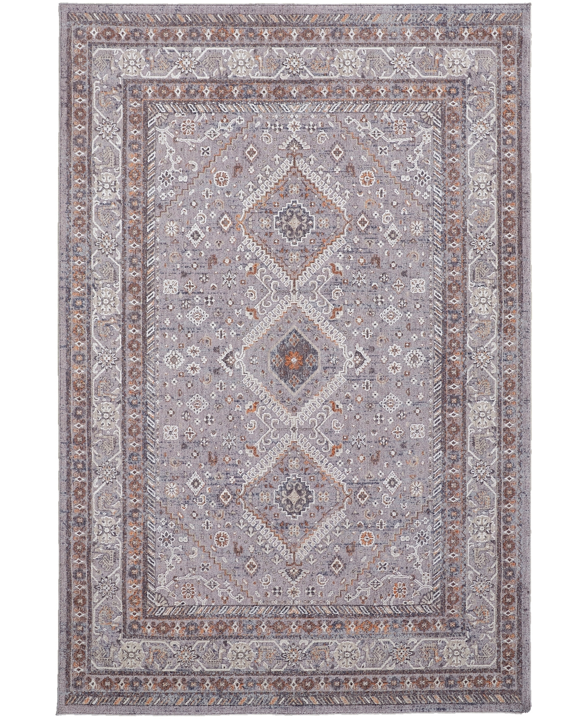 Feizy Edwardo R39GB 6'7in x 9'4in Area Rug - Gray, Rust