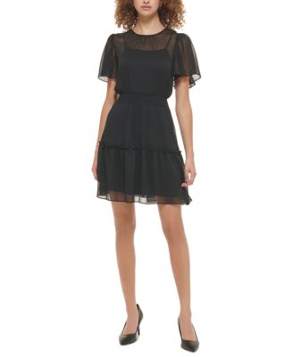 KARL LAGERFELD PARIS - Women's Crinkle Chiffon Dress
