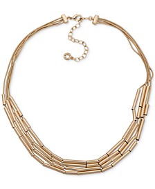 Gold-Tone Tubular-Beaded Layered Collar Necklace, 16" + 3" extender