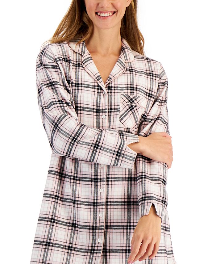 Charter Club Women's Long Sleeve Cotton Flannel Sleepshirt, Created for