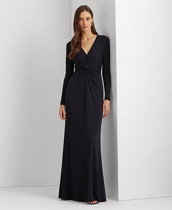 Lauren Ralph Lauren Women's Twist-Front Jersey Gown, Black, 8