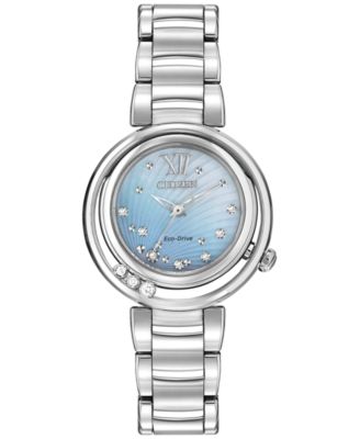 Citizen - Women's Eco-Drive L Series Sunrise Diamond Accent Stainless Steel Bracelet Watch 29mm EM0320-59D