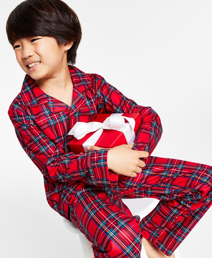 Brinkley Plaid Family Pajamas Unisex Button Up Pajamas Size 8 