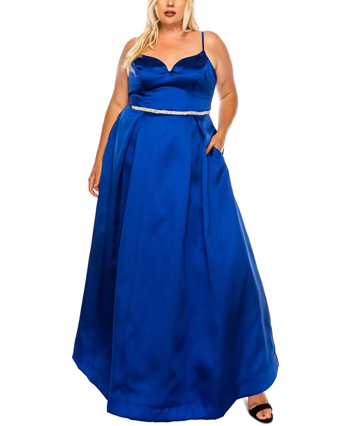 B Darlin Trendy Plus Size Embellished Waist Gown Macy s