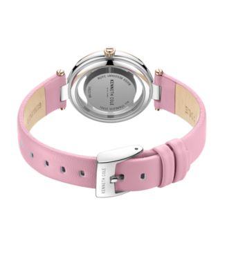 Women's Transparency Pink Genuine Leather Strap Watch 34mm